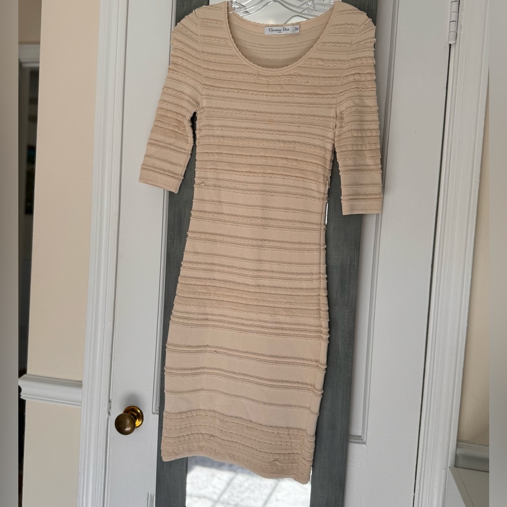 Christian Dior Knit Mini Dress  Neutral Minimalist Quiet Luxury